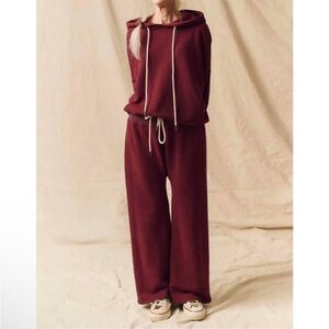 THE GREAT. Burgundy Hoodie and Pants Set